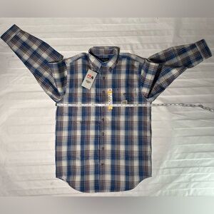Carhartt Flame resistant Men's Blue Plaid Loose Fit Shirt